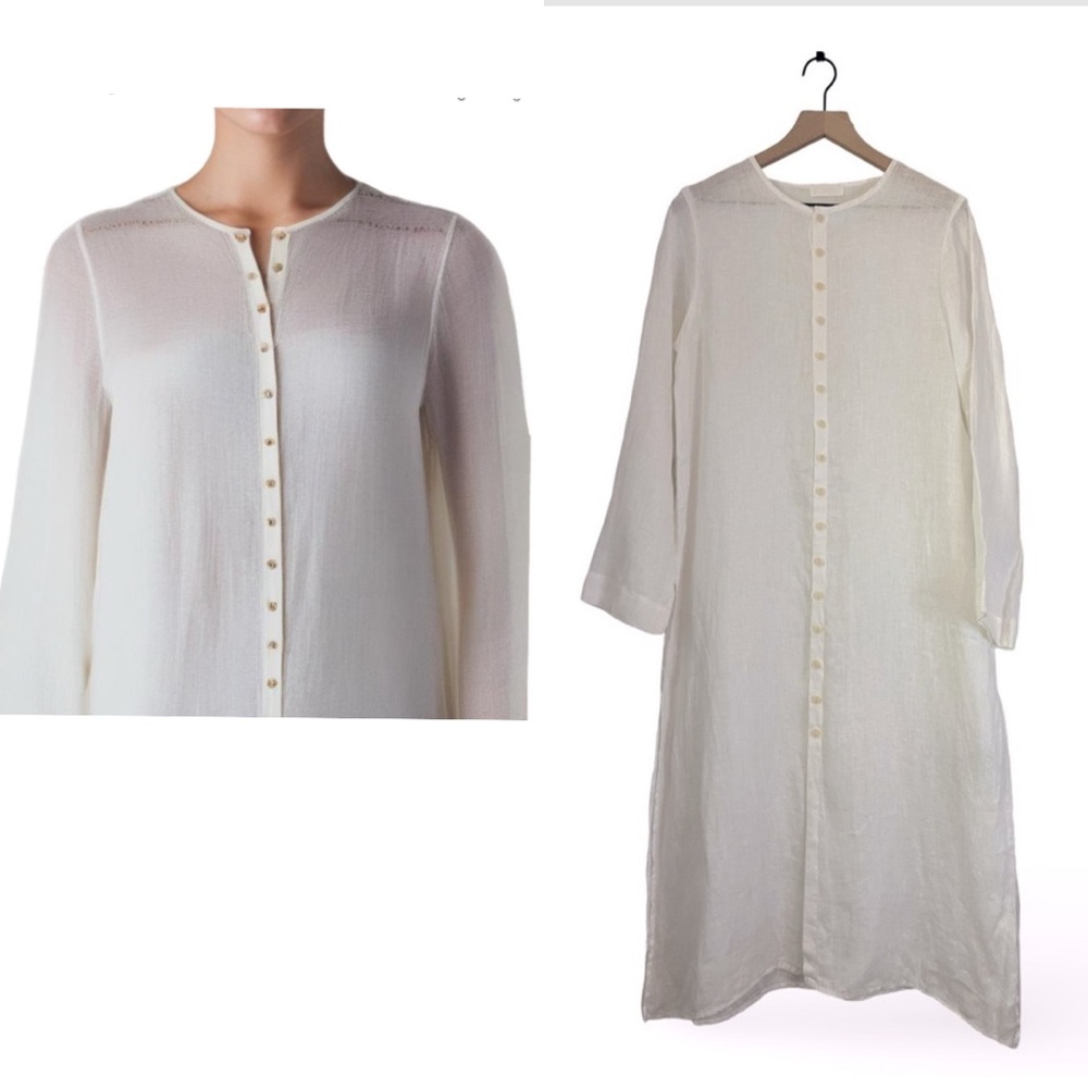 CP Shades Cream Button-Front Maxi Dress